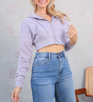 Paula Cropped Hoodie(Lavender)